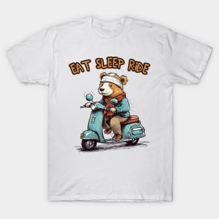 A cute teddy bear riding scooter bike T-Shirt